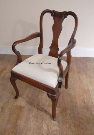 Code: CS 242-M Name: Queen Anne Chair Size: W=55 x D=42 x H=95 cm Wood: Solid Mahogany With beautiful upholstery or on request any other type/color of upholstery.